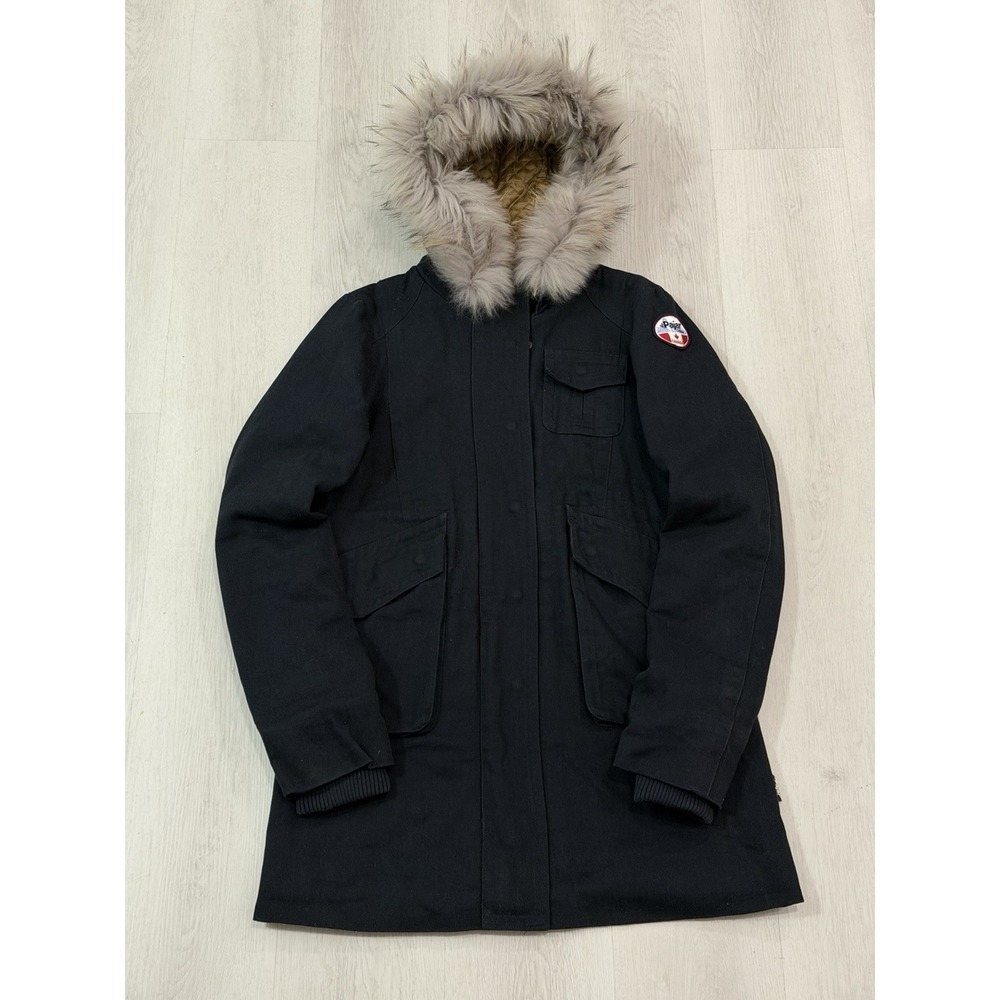 PAJAR Canada Queens Faux Fur-Trim Hooded Quilted Lined Jacket Coat Women's M